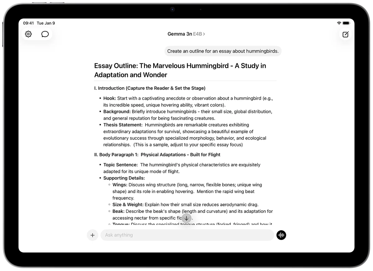 LocallyAI app chạy trên iPad với Mac cũng được hỗ trợ