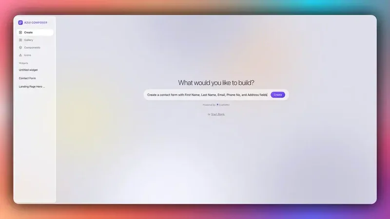 A2UI Composer UI — mô tả widget bằng ngôn ngữ tự nhiên, xuất ra A2UI JSON spec