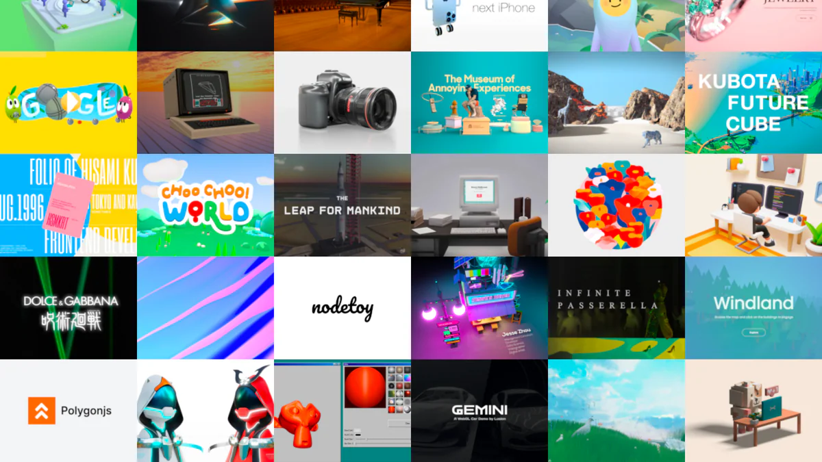 Bộ sưu tập dự án Three.js trên trang chủ chính thức