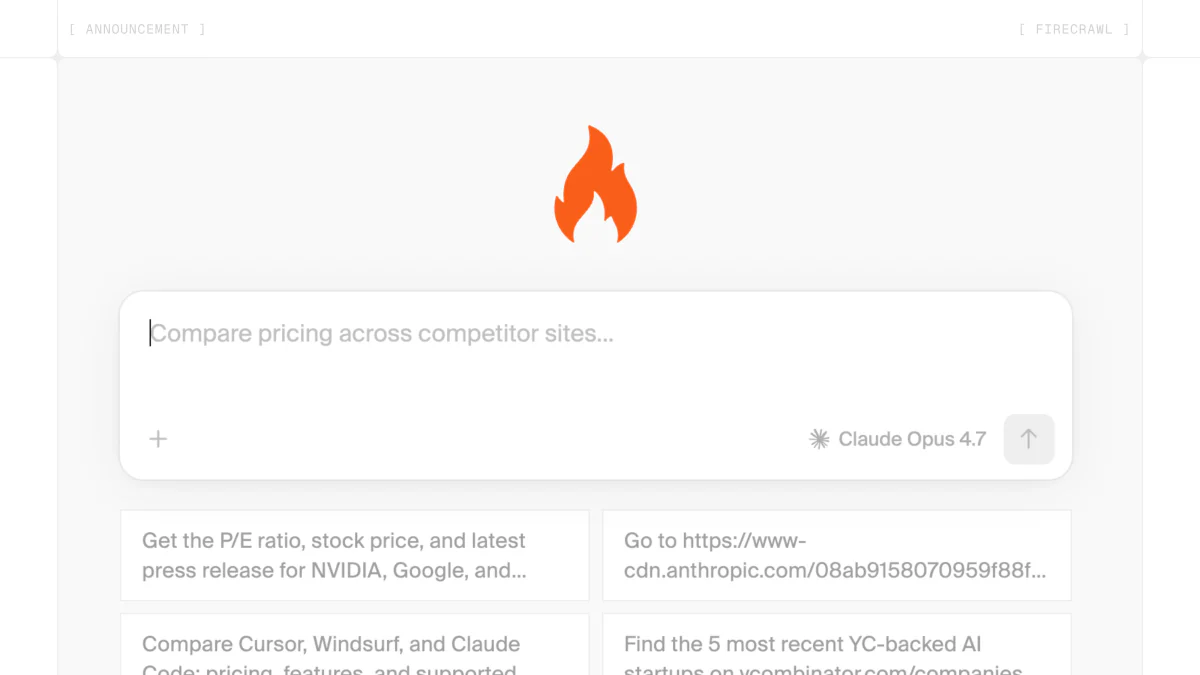 Firecrawl web-agent launch hero — agent chat UI