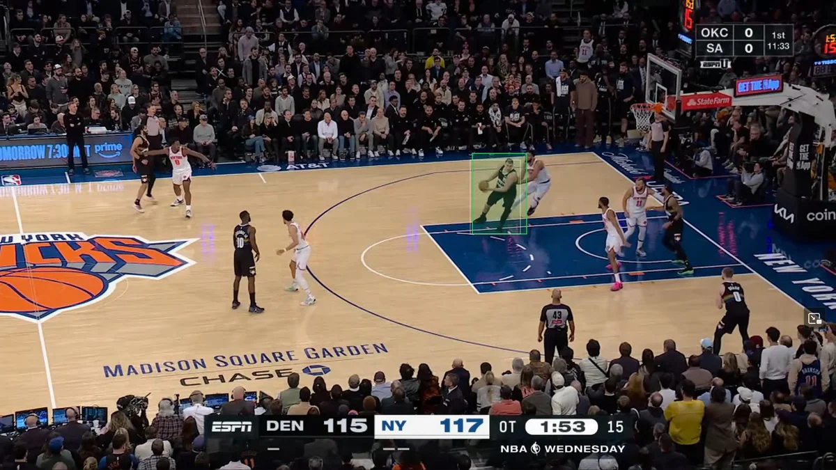 NBA player-with-ball detection after fine-tuning, F1 0.79