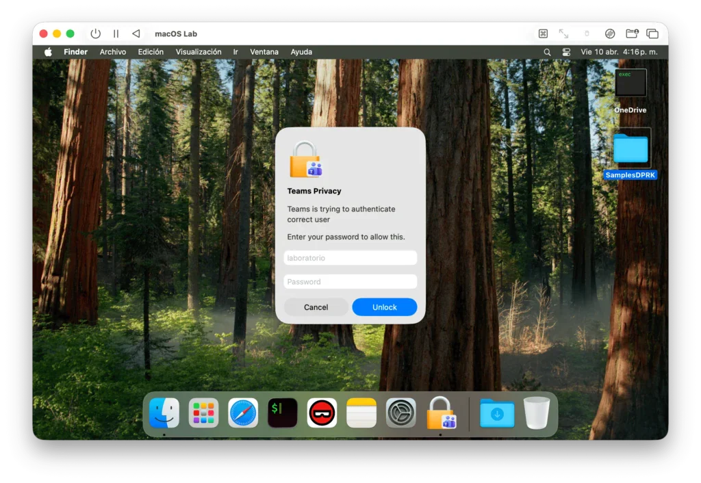 Fake Teams app prompt mật khẩu macOS ba lần