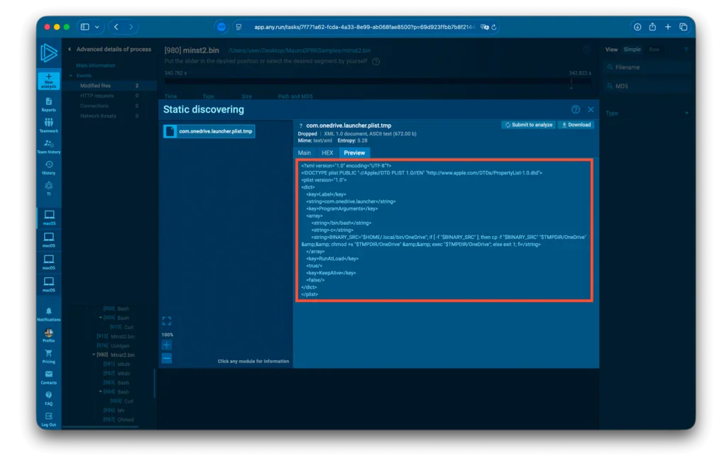 LaunchAgent com.onedrive.launcher.plist persistence