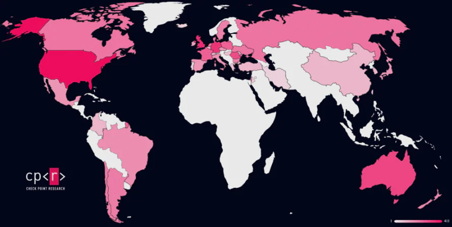 Bản đồ thế giới phân bố nạn nhân SystemBC của The Gentlemen