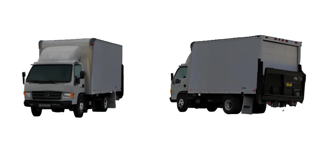 Multiview diffusion result for a truck — front and back views generated from sparse input