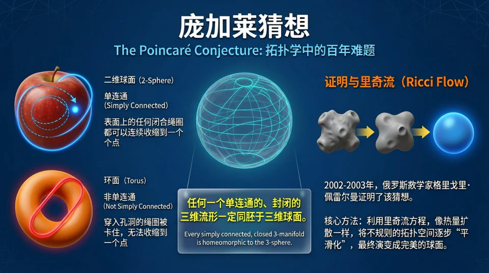 Infographic Poincaré Conjecture với layout chữ dày đặc do ERNIE-Image tạo