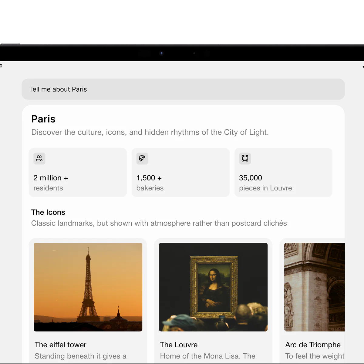 OpenUI render conversational app dạng travel guide