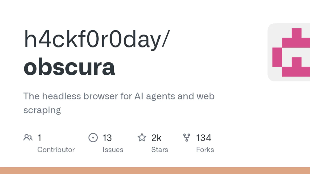 Obscura GitHub repo — The headless browser for AI agents and web scraping