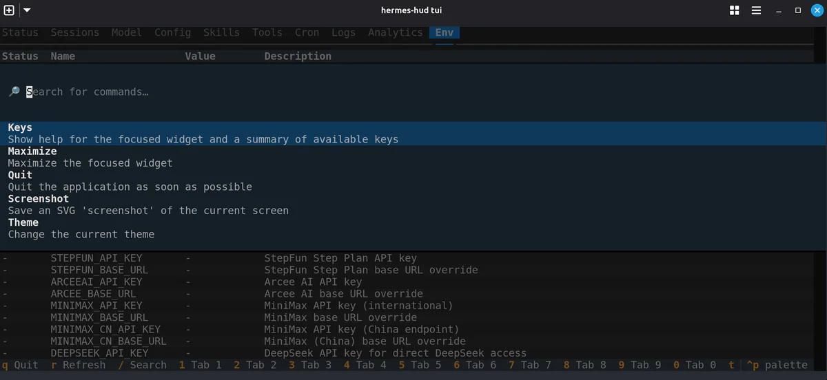 Command palette với Ctrl+P — keyboard-first navigation