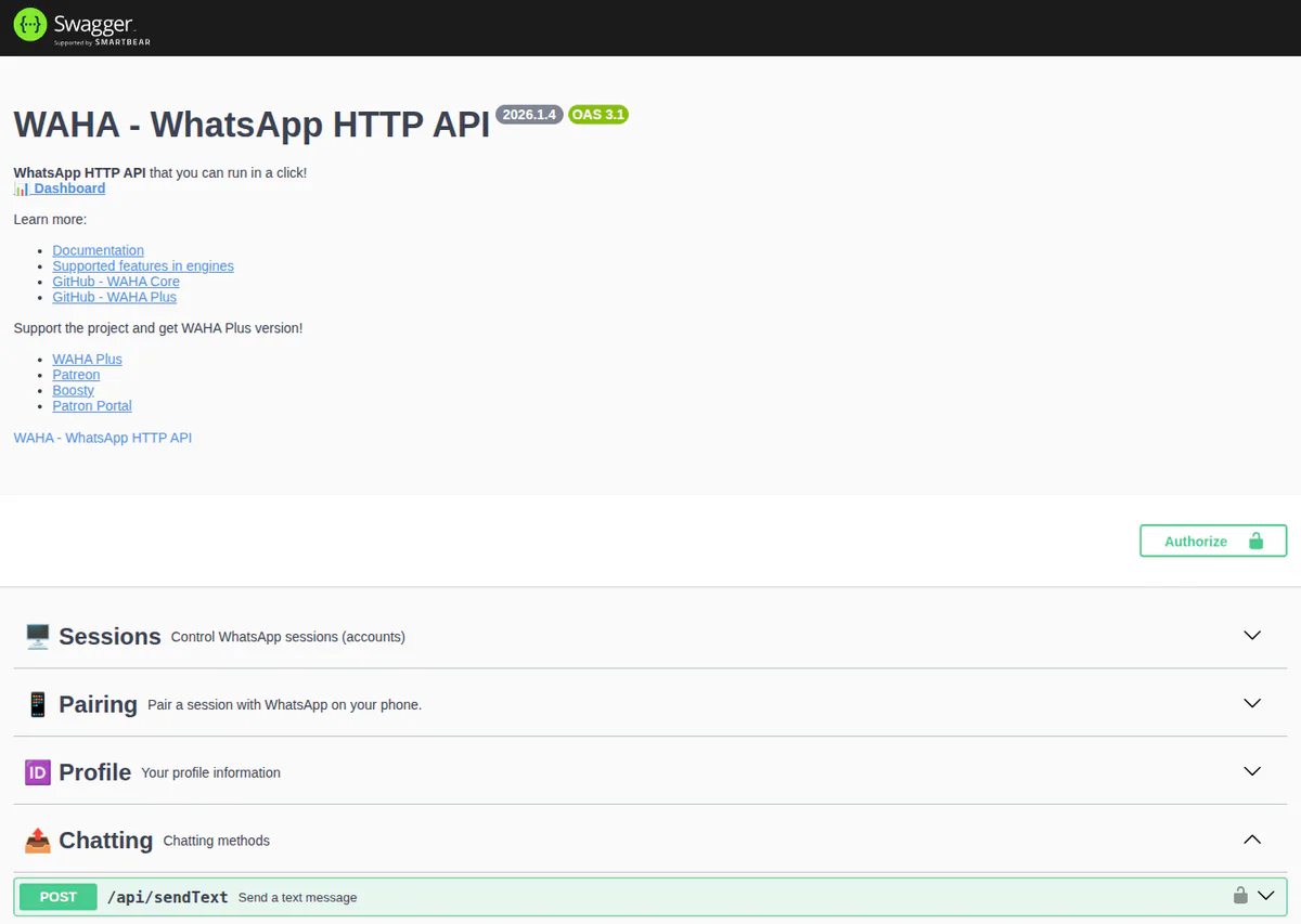 WAHA Swagger / OpenAPI documentation