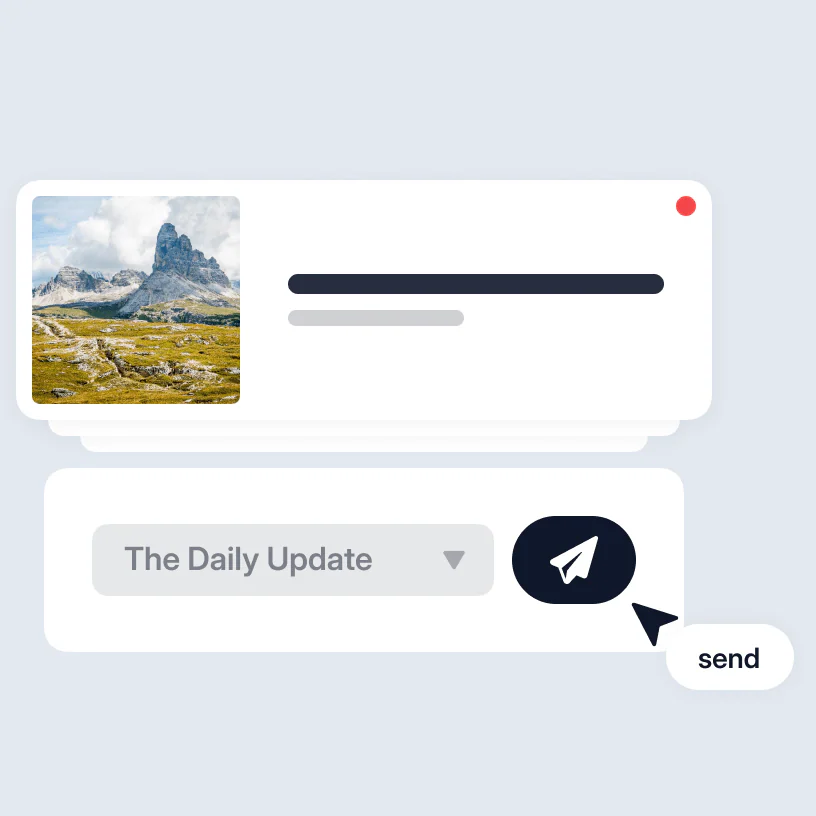 Ghost newsletter builder UI with segmented send