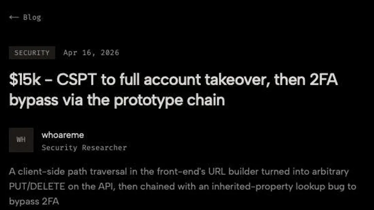CSPT account takeover va 2FA bypass qua prototype chain - $15k bug bounty