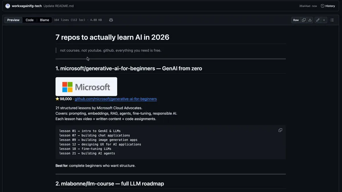 7 repos học AI trong 2026