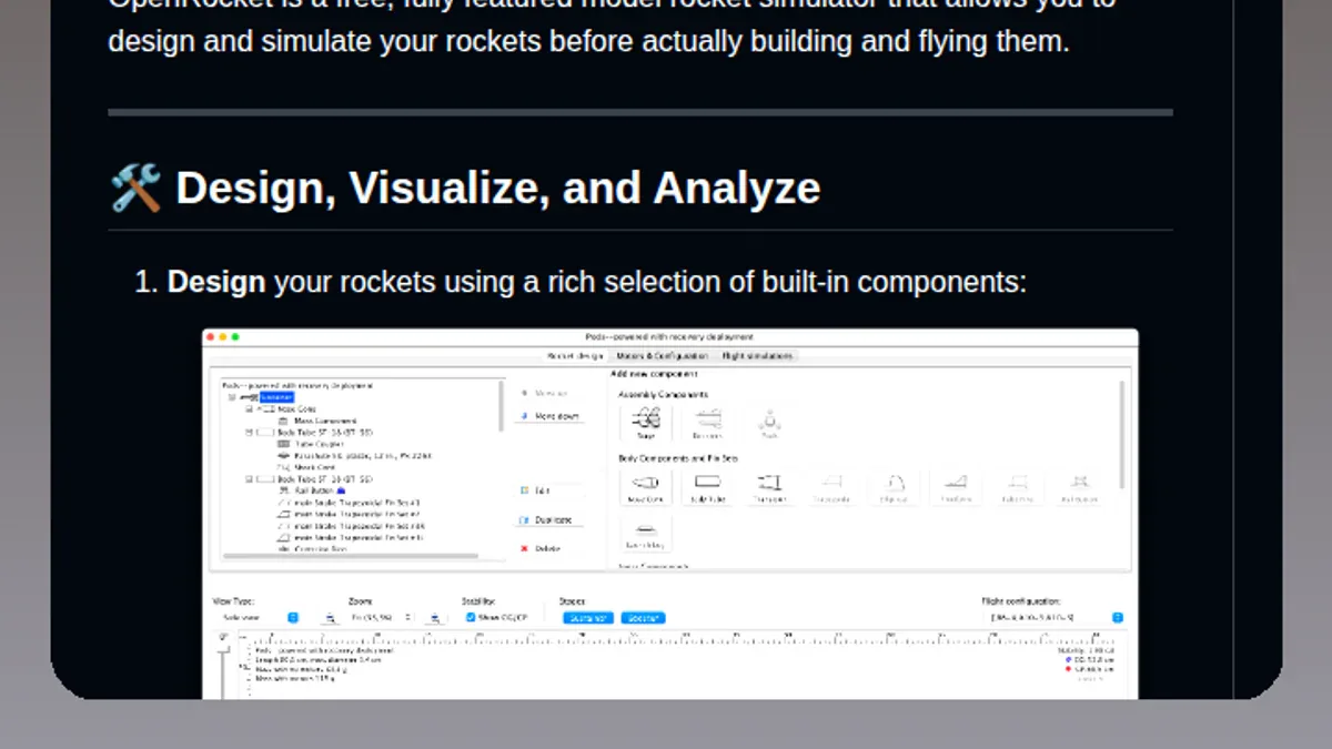 OpenRocket - phần mềm mô phỏng tên lửa mô hình