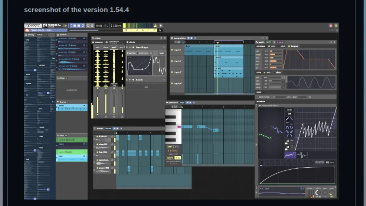 GridSound DAW interface chạy trên trình duyệt