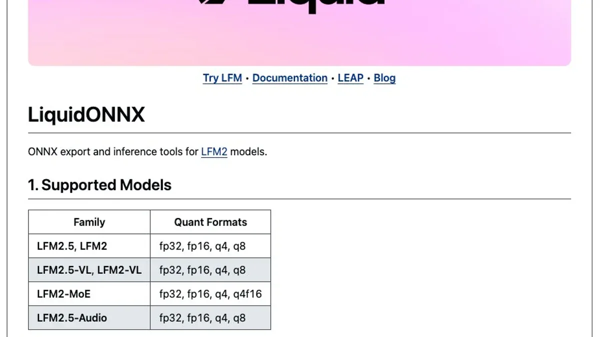 LiquidONNX - ONNX export và inference tool cho LFM models