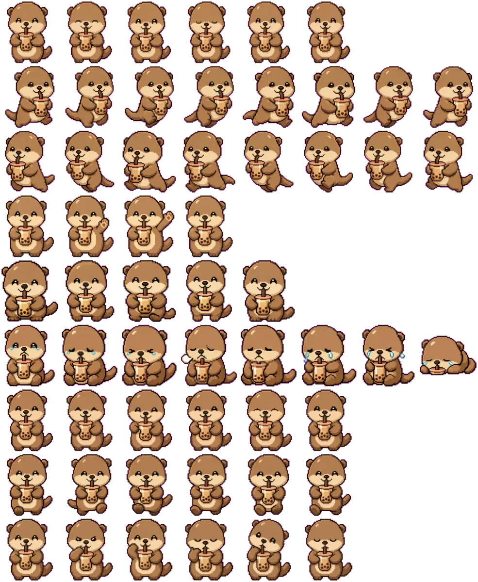 Boba - otter pixel art pet với 9 animation states