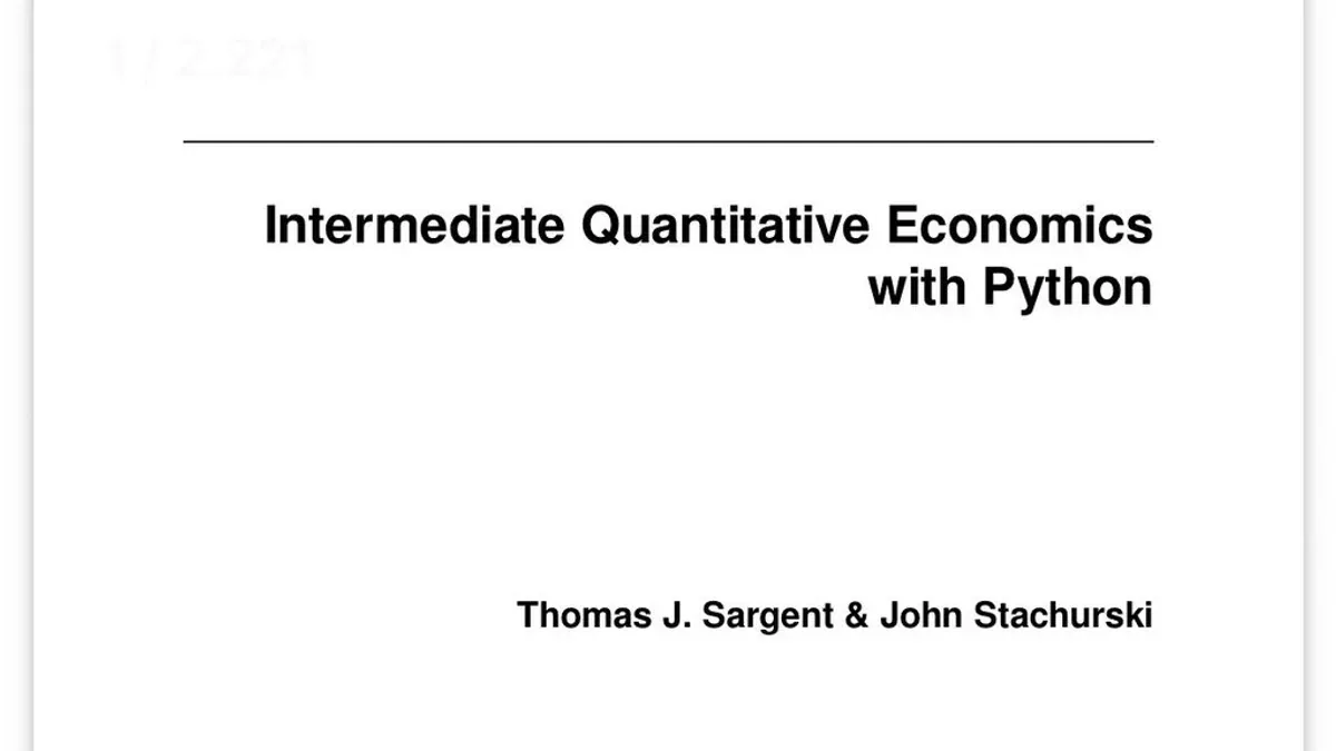 Trang bìa Intermediate Quantitative Economics with Python - Sargent & Stachurski, Apr 2026