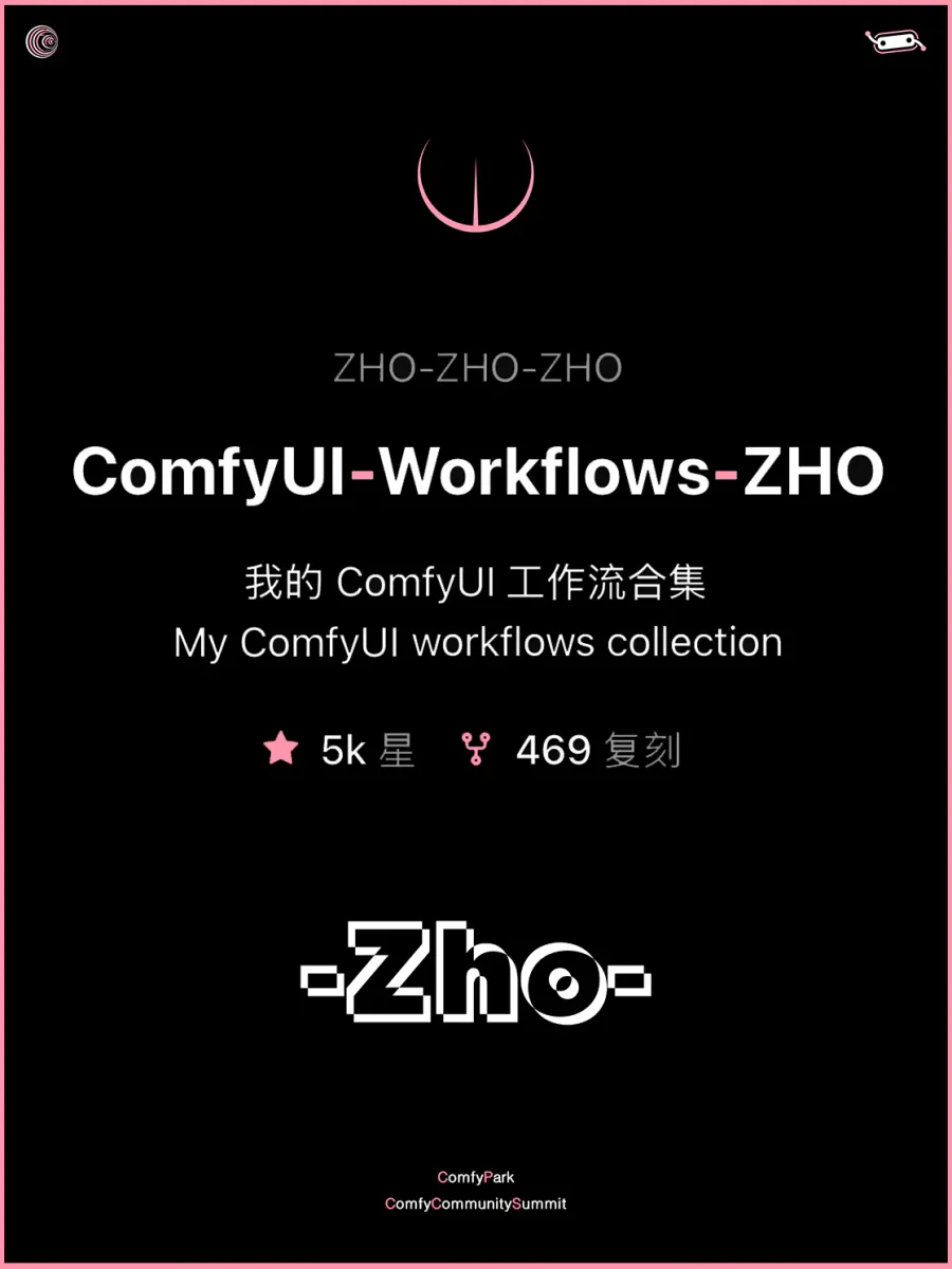 ComfyUI-Workflows-ZHO stats: 5k stars, 469 forks