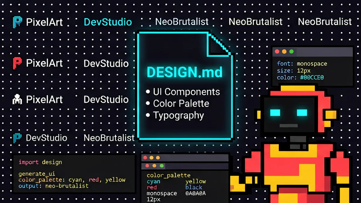 DESIGN.md - file markdown mô tả design system cho AI agents đọc và generate UI