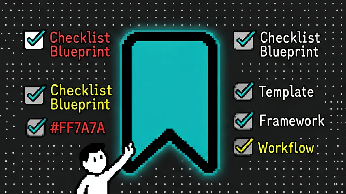 Bookmarkable content - checklist, blueprint, template, framework, workflow