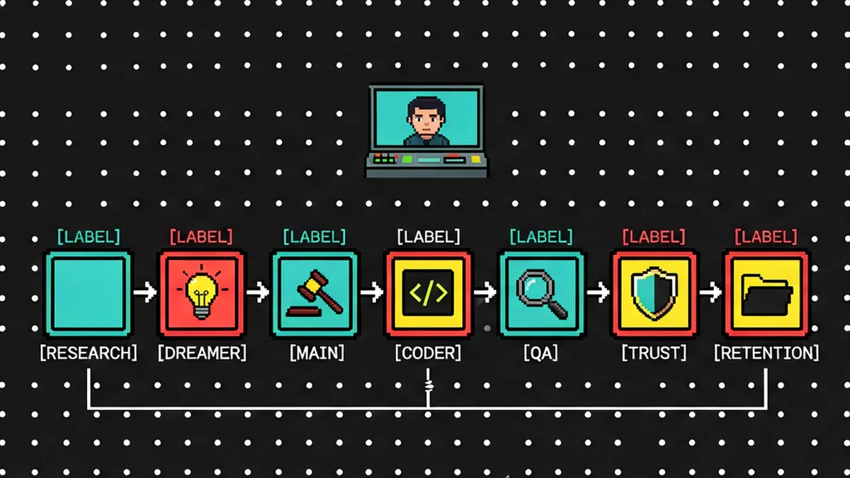 Chuỗi vai trò: Research, Dreamer, Main, Coder, QA, Trust, Retention, Operator