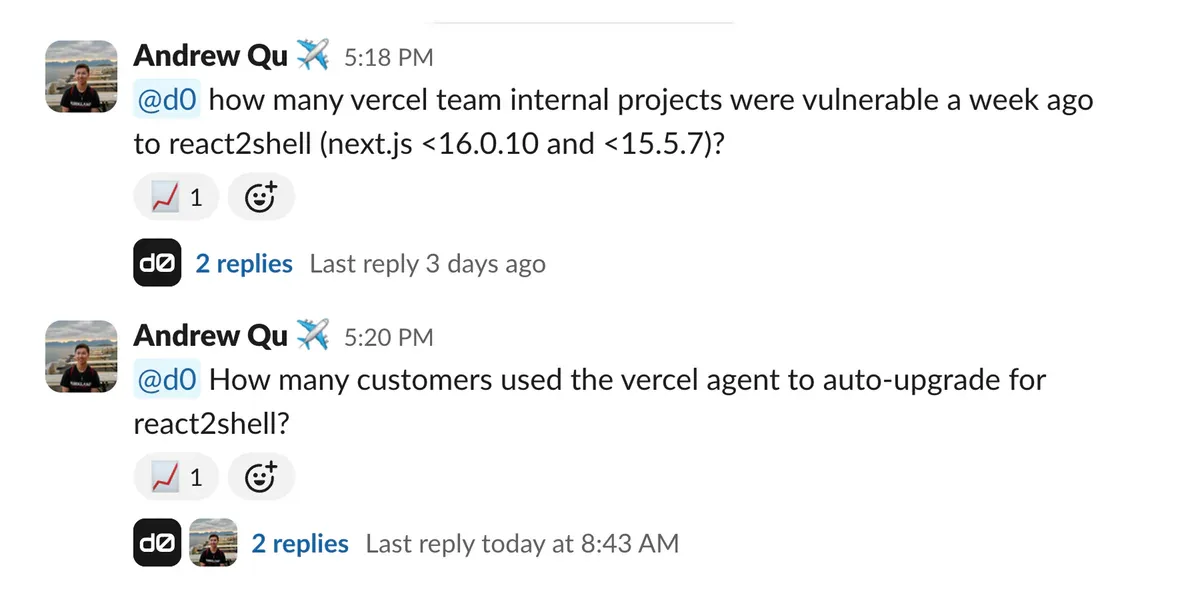 Vercel d0 trong Slack - AI agent giúp team query analytics mà không cần viết SQL
