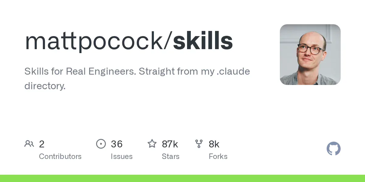 mattpocock/skills GitHub repository với 87k stars