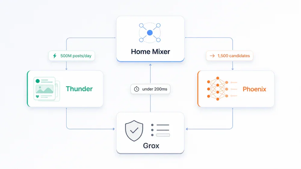 Kiến trúc 4 thành phần của X recommendation algorithm