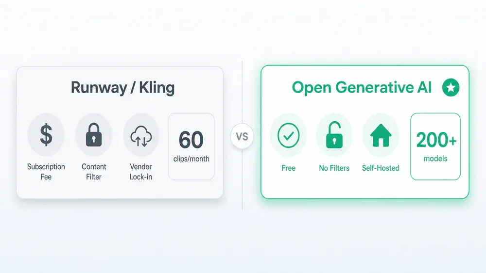 So sánh Open Generative AI vs Runway/Kling