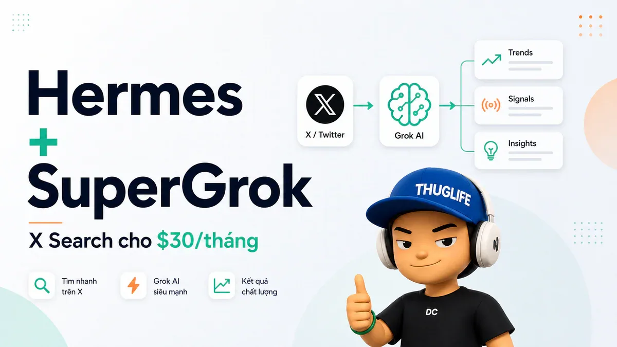 Hermes SuperGrok - X Search research agent với $30 per tháng
