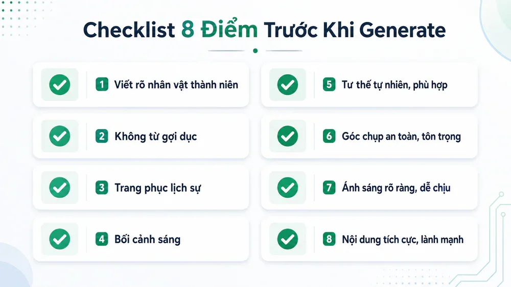 Checklist 8 điểm trước khi generate ảnh nhân vật nữ GPT Image 2