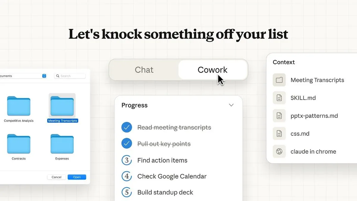 Claude Cowork interface - Let's knock something off your list