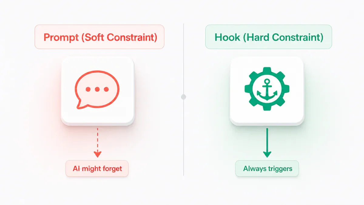 Prompt là soft constraint, Hook là hard constraint
