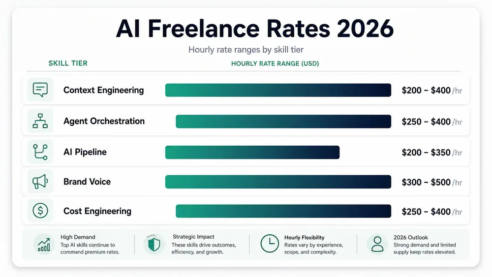 Mức giá freelance theo kỹ năng AI giữa 2026