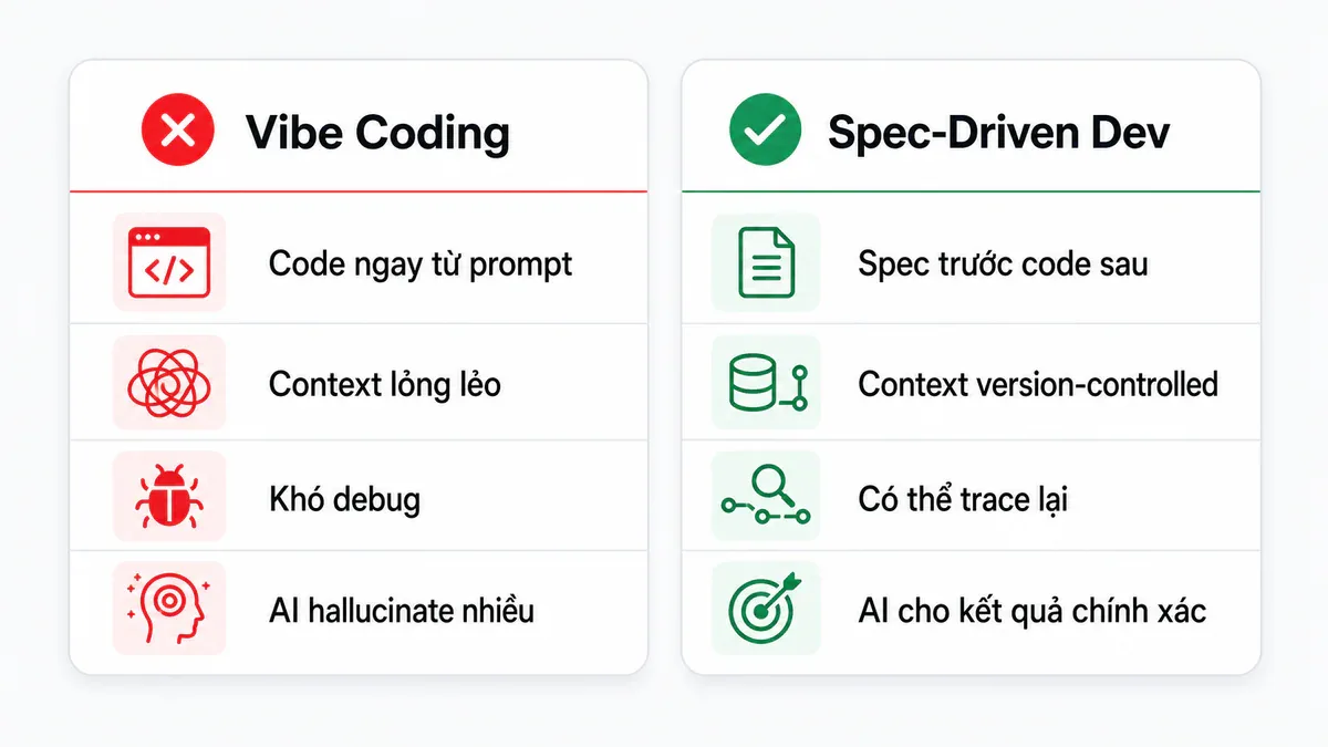 So sánh Vibe Coding và Spec-Driven Development
