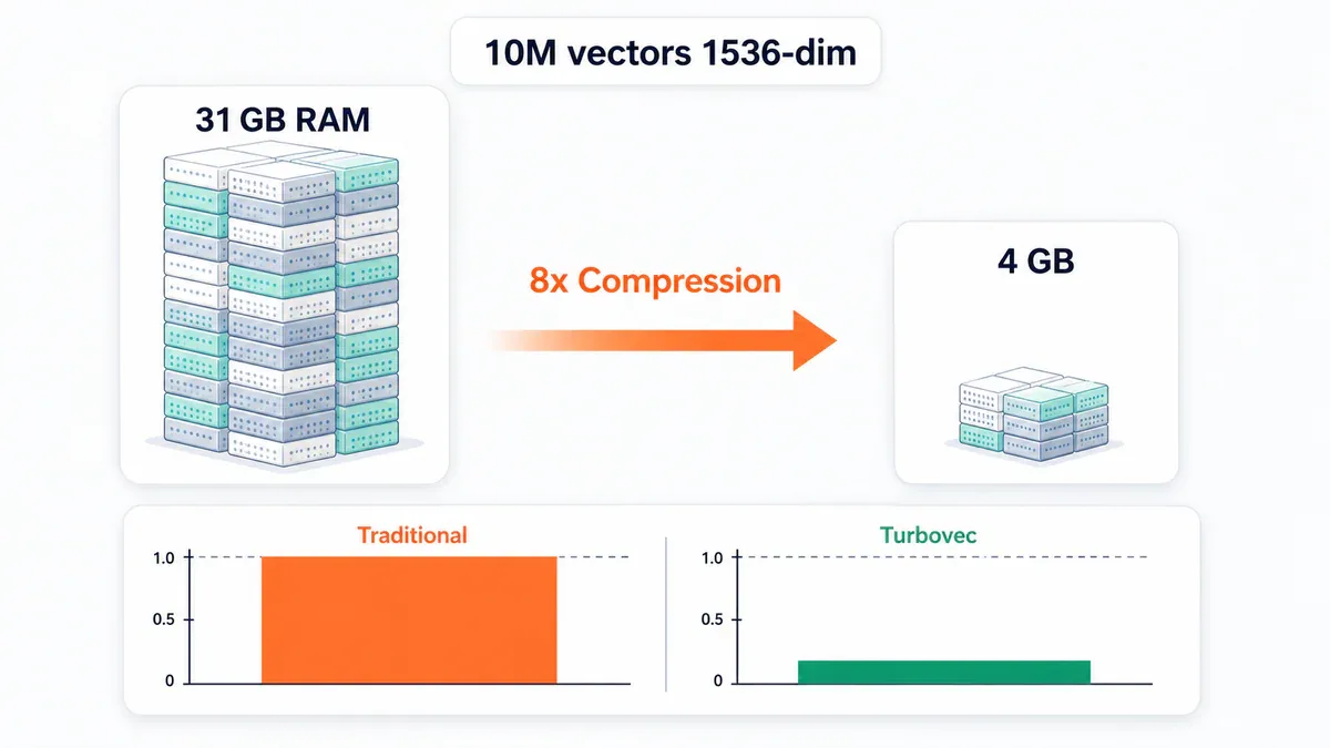 Compression performance: 10M vectors 31GB to 4GB