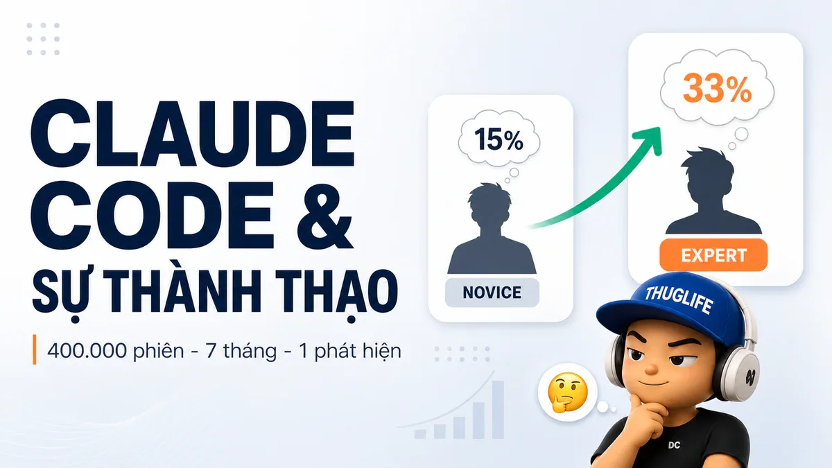 Claude Code và sự thành thạo - novice 15% vs expert 33% verified success