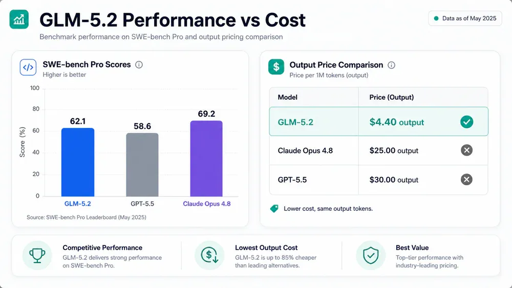 GLM-5.2 performance vs cost comparison benchmark