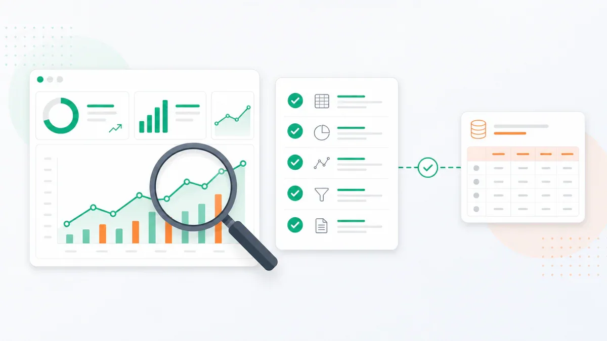 Minh hoạ quy trình đối chiếu dashboard Claude tạo ra với dữ liệu nguồn gốc