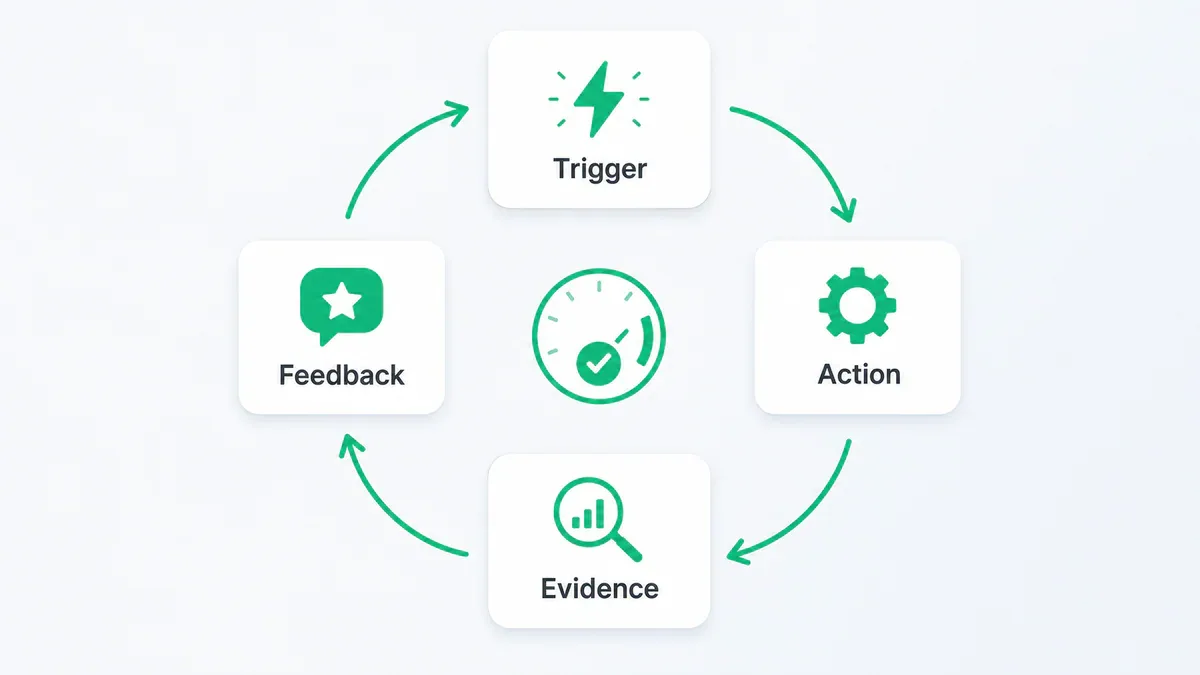 Vòng lặp loop engineering: trigger, action, evidence, feedback