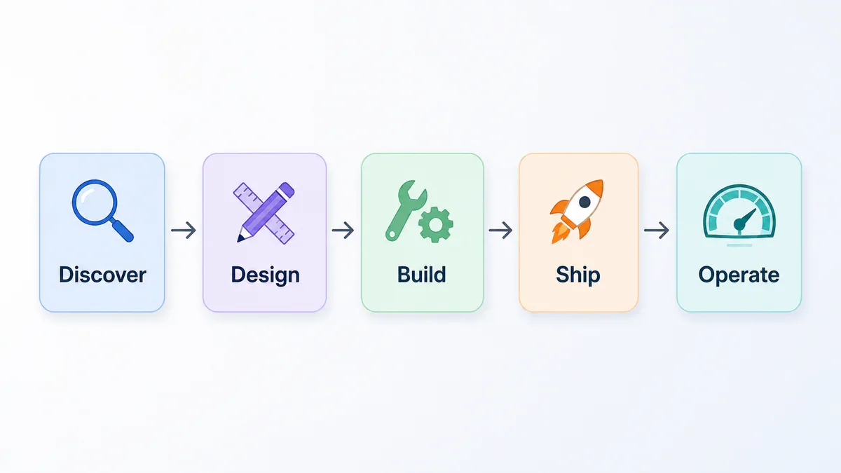5 giai đoạn SDLC trong Claude Code Prompt Library: Discover, Design, Build, Ship, Operate